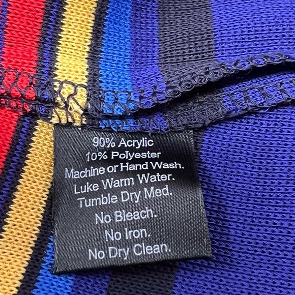 Mislook Striped Color Block Tailored Long Knit Jacket Size M NWT Chunky Button - Picture 12 of 14